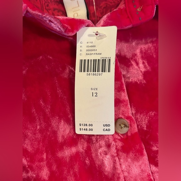 NWT Anthropologie Pilcro “Mara” HOT PINK Velvet Button-down blouse, AMAZING!✨✨✨ - Picture 7 of 11